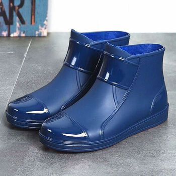 加绒保暖雨靴耐磨软底成人胶鞋工作厨房水鞋冬669蓝色单鞋标准码40