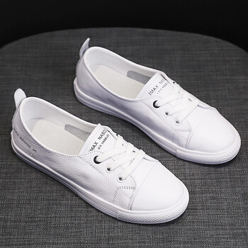 小白鞋女2022春夏季新款女鞋百搭一脚蹬单鞋子女真软皮休闲板鞋白色35