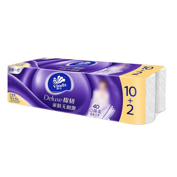 维达（Vinda） 卷纸 棉韧4层140克12卷*2提 共24卷 实芯卫生纸中棒 V4657