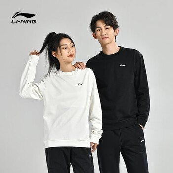李宁（LI-NING）乒乓球服套头无帽卫衣运动服加绒加厚保暖团购男女同款 黑色 3XL