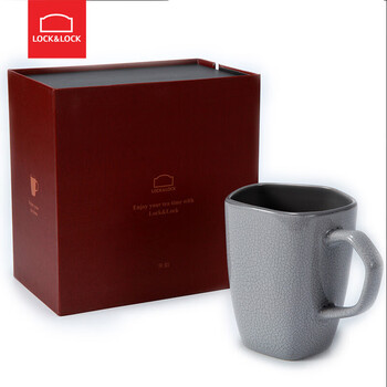 乐扣乐扣（LOCK&LOCK）创意马克杯水杯办公室个性带把陶瓷杯余韵单杯 颜色随机