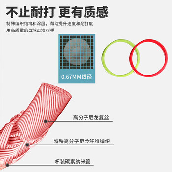 李宁（LI-NING）羽毛球线L67新品高弹性型羽毛球线专用网线荧光明黄