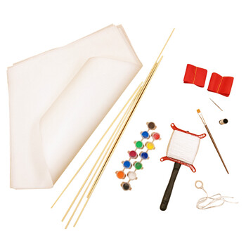 diy空白竹条风筝手工材料包易飞教学儿童手绘填色涂鸦自制布风筝王字