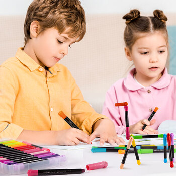 马培德(Maped)搭搭乐丝滑炫彩棒 可水洗幼儿学生绘彩油画棒 初学美术彩绘涂鸦画笔 836524CH趣玩【24色/塑盒装】 马培德(Maped)搭搭乐丝滑炫彩棒 可水洗幼儿学生绘彩油画棒 初学美术彩绘涂鸦画笔 836524CH趣玩【24色/塑盒装】