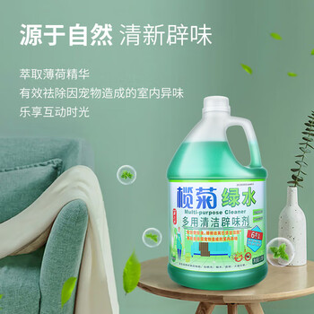 榄菊薄荷绿水3.78升地板清洁剂辟味地板水拖地清洁剂 植物防叮