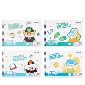 得力（deli）4本装120张线圈图画本画画本30张60页幼儿园小学生美术绘画本儿童涂鸦本学生开学文具