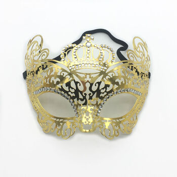 男女半脸金属铁艺面具 皇冠-金色
