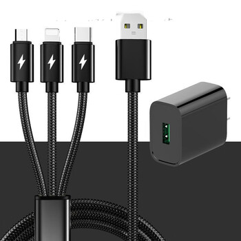 一拖三充电器适用oppo苹果安卓多功能三合一线快速手机充电头通用