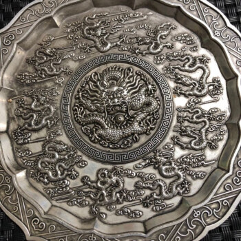 新発売の 『清・古銅彫・銀鍍・盤龍關公掛件』極細工 中国古美術 中国