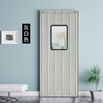 pu棉门帘冬季加厚保暖防寒挡风商用商场隔音皮革门帘 灰白色 90*200