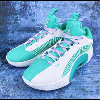 适配aj35鞋带air35郭艾伦薄荷绿渐变扎染多彩泼墨反光鞋绳 紫色镭射