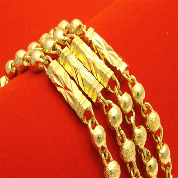 越南沙金项链男士镀久不掉色大金链子男粗网红装饰六角竹节链60m重65