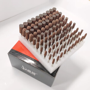 金信芝麻磨头3mm柄抛光轮圆柱型打磨头椭圆尖模具金属精磨抛光电磨机气动风磨笔气磨头不锈钢混合套装100个