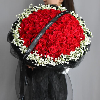蔷薇恋99朵红玫瑰花束 鲜花同城配送 表白求婚送女友老婆生日礼物纪念日 99朵红玫瑰-比翼双飞