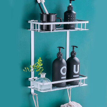 贝瑟斯浴室置物架免打孔壁挂厕所洗澡卫生间收纳架洗漱洗手台墙上收纳