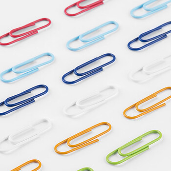 飞兹(fizz)29mm160枚装金属回形针积木盒装不易生锈彩色发票文件曲别针财会办公用品红色FZ21907 