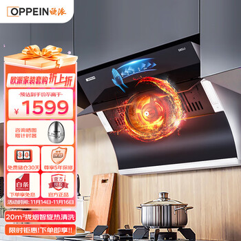 欧派(OPPEIN)抽油烟机 侧吸式 家用厨房脱排吸油烟机 20立方大吸力 热熔油自动清洗CXW-260-E851J