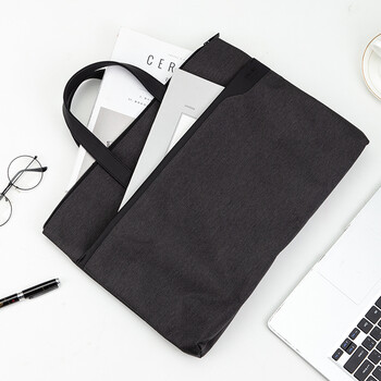 得力(deli)63750 便携式时尚简约手提袋公文包手提包会议包 拉链袋收纳包电脑包商包 办公用品 深灰 1个装