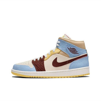 1mid非洲风情 蓝黄拼接 中帮篮球鞋 官方nike 【旗舰官网】aj1蓝黄