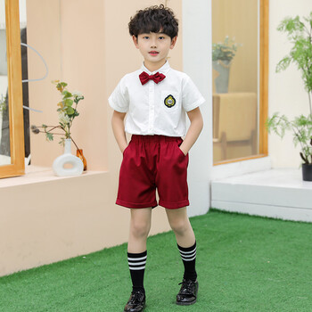 穿的jk制服水手服裙学院风套装小学生百褶裙12海军领夏装红色男生款