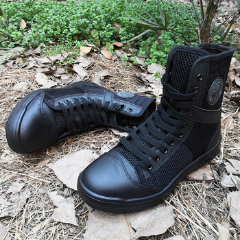 hawit地铁安检执勤靴17靴夏季保安鞋黑色网眼劳保鞋战训靴透气男高帮