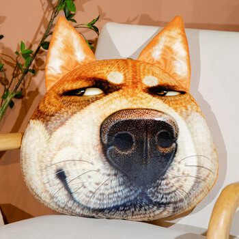 抱枕狗头表情玩偶柴犬毛绒玩具秋田犬搞怪靠枕生日礼 棕色二哈鄙视捣
