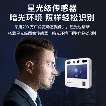 HIKVISION海康威视人脸识别密码一体门禁考勤机4.3吋触摸屏200万双摄像头0.2秒打卡机（联网版）D10 Plus
