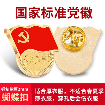嘉然恒 铜制党徽5枚装蝴蝶扣款 国家标准款党员徽章胸章