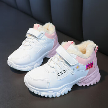 元宠小朋友鞋子女娃鞋冬天儿童波鞋女孩防雨运动鞋保暖加绒带毛跑大棉