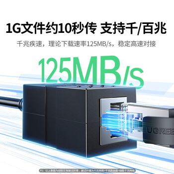 绿联网线对接头转接头 千兆高速网络延长器连接线 RJ45网口直通头水晶头适用超五/六类网线1个装 20390