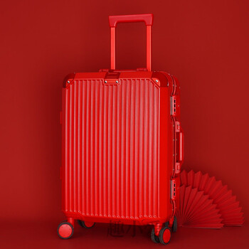 镁铝合金拉杆箱红色行李箱结婚新娘陪嫁妆新款2022皮箱子铝框拉杆箱女