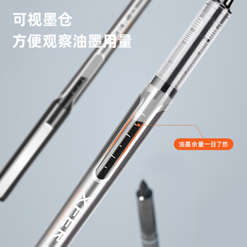 得力（deli）直液笔 0.5mm全针管中性笔签字笔 走珠笔水笔 办公用品 黑色 30支/盒黑 33966
