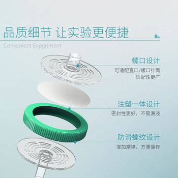 比克曼生物（BKMAM）比克曼生物 针式过滤器一次性水系微孔过滤膜实验室滤头进口PES膜13mm*0.22μm100个/盒