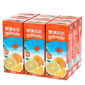 地中海塞浦路斯进口果满乐乐gomolo100橙汁小瓶装纯果汁饮料250ml9盒