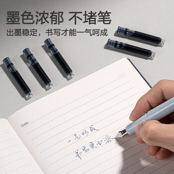 得力（deli）小包装钢笔墨囊 速干不易脏手学生钢笔墨水笔墨囊可替换 墨蓝10支/盒 SF571