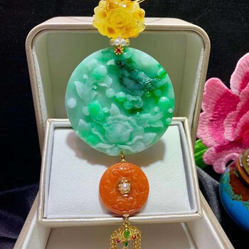 天然a货翡翠花开富贵吊坠雕工精致搭配天然蜜蜡牡丹花天然珍珠天然红翡翠平安扣复古大方17 39 绿色 图片价格品牌报价 京东