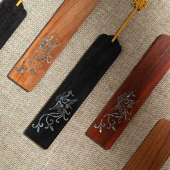 張小鳳书签中国风古风创意礼物 毛笔文房四宝书房摆件紫光檀小叶紫檀木质书签 凤之灵小叶紫檀款