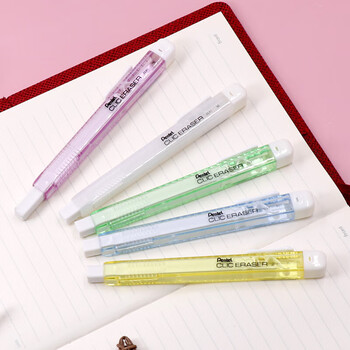 派通（Pentel ）笔形笔式橡皮擦 学生橡皮擦可换芯美术素描绘画ZE81G 透明黄