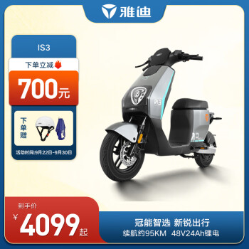 雅迪（yadea）领航员IS3 PRO电动自行车48V24Ah锂电新国标电瓶车长续航电动车