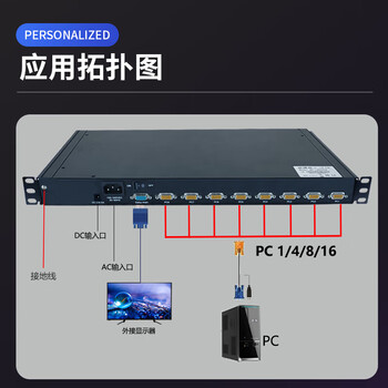 蓝博森KVM切换器八进一出机架式键鼠折叠多电脑控制器 17.3英寸高清KVM切换器一体机1口CS7301