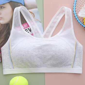 女童内衣发育期1216岁青春期女孩少女背心初高中学生13岁15纯棉浅灰
