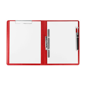 金得利A4多功能文件夹双强力夹皮质经理夹秘书夹资料夹房产销售夹签约本商务会议文件合同夹板红色AF1802