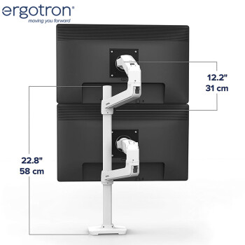 爱格升（ERGOTRON） 40“双屏支架大屏双显示器支架臂电脑显示器显示屏支架显示器增高架电脑桌（45-509-216）白色