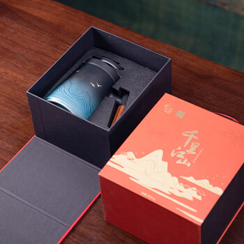 平仄故宫文创泡茶杯陶瓷茶水分离杯水杯马克杯送朋友领导千里江山