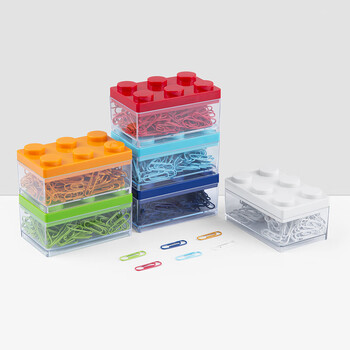 飞兹(fizz)29mm160枚装金属回形针积木盒装不易生锈彩色发票文件曲别针财会办公用品橙色 FZ21907 