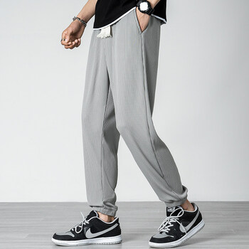乔智森2022新款男士休闲裤夏季薄款垂感宽松速干运动长裤子男灰色m