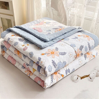 乔淑卡花夏被空调被双可水洗全棉花薄被子宿舍单夏凉被小粉花150x200