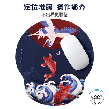 宜适酷（EXCO）国潮商务鼠标垫护腕手腕垫硅胶鼠标枕超大号加厚大尺寸电脑办公鼠标垫男女生东营游戏腕托6365