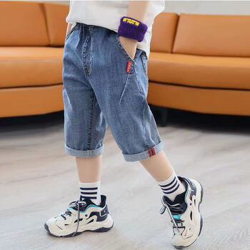 星尚影小孩裤子男童夏季薄款中大童612岁七分裤学生休闲宽松外穿半截
