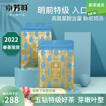 芳羽白茶2022 正宗安吉原产地 五钻特级绿茶250g
